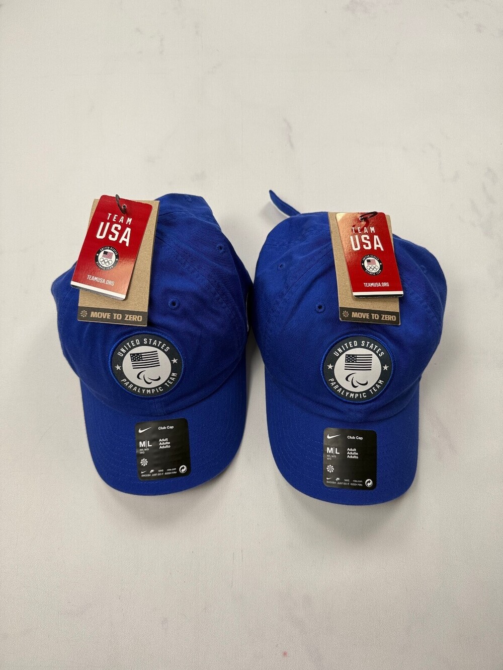 Nike Team USA Club Cap Hat Royal Blue Paralympic Team Bundle of 2 - M L